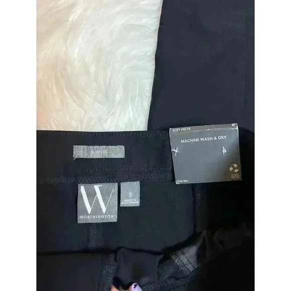 Worthington Black Dress Pants Slim Leg with Stretch Women's Size 8 NEW - Picture 8 of 11